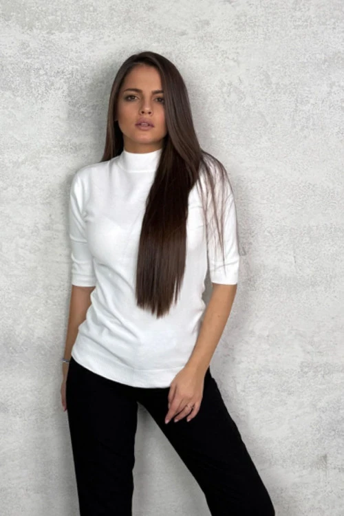 Ženska bluza sa kratkim rukavima i polo kragnom