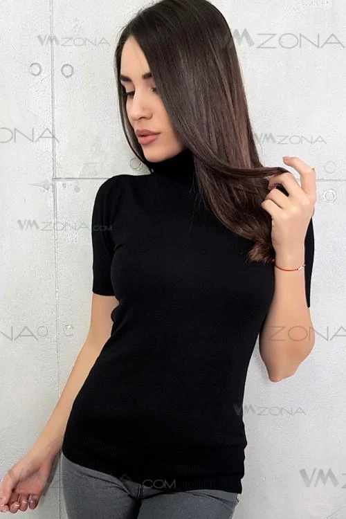 Дамска блуза с къс ръкав и поло яка