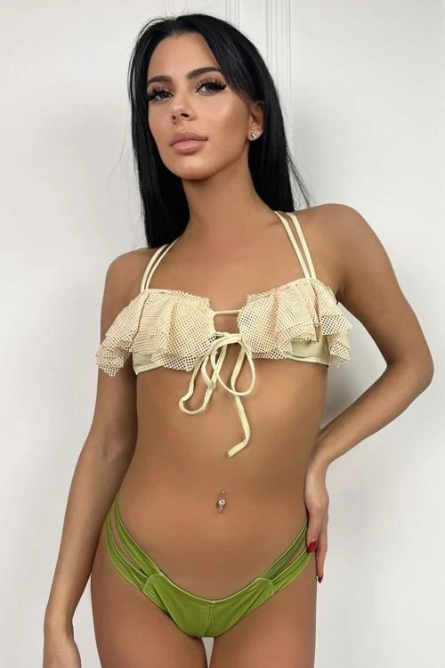 Set costum de baie pentru damă cu plasă