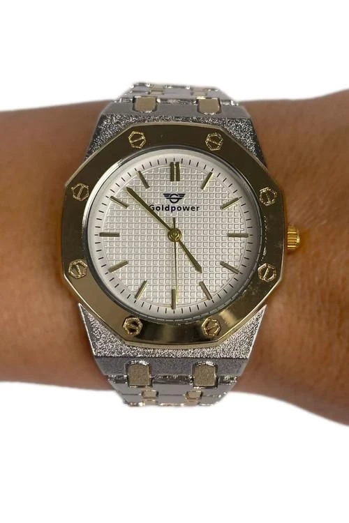 Ceas bărbătesc cu bratara metalica bicolor