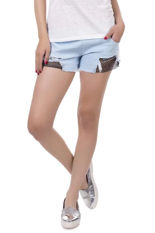 Pantaloni scurți extravaganți de damă cu elemente din plasă