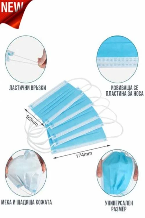 Mască de protecție a feței 50 bucăți într-o cutie