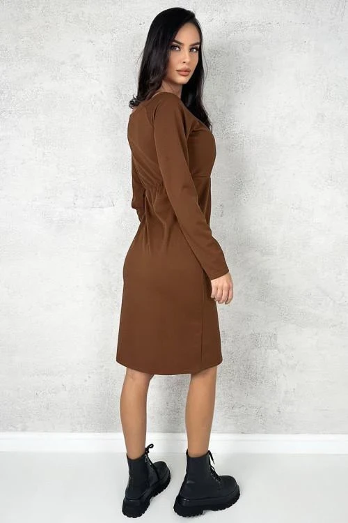 Rochie eleganta de dama cu nasturi si cu fenta