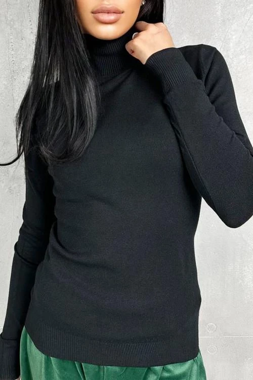 Дамска блуза с дълъг ръкав и поло яка