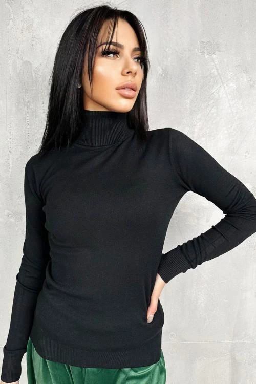 Дамска блуза с дълъг ръкав и поло яка